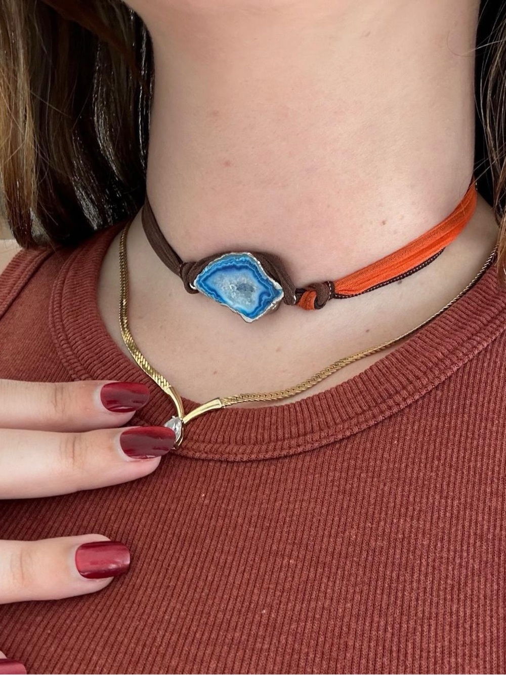 Stone and Ribbon Choker/Necklace